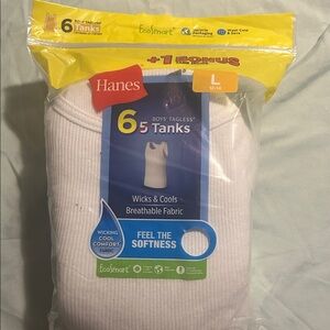Hanes Boys' Tagless White Tanks 6-+1 Pack Size L 12/14